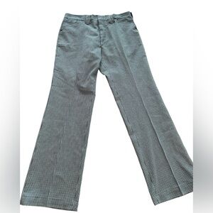 Sears Perma-Prest Vintage Men's 36x32 Black and Blue Checkered Dress Pants‎